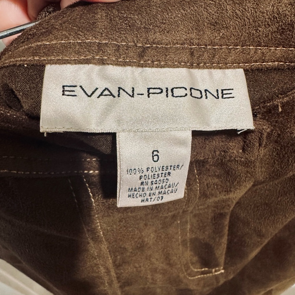 Evan Picone Chocolate Brown Faux Suede Skirt - Picture 2 of 5